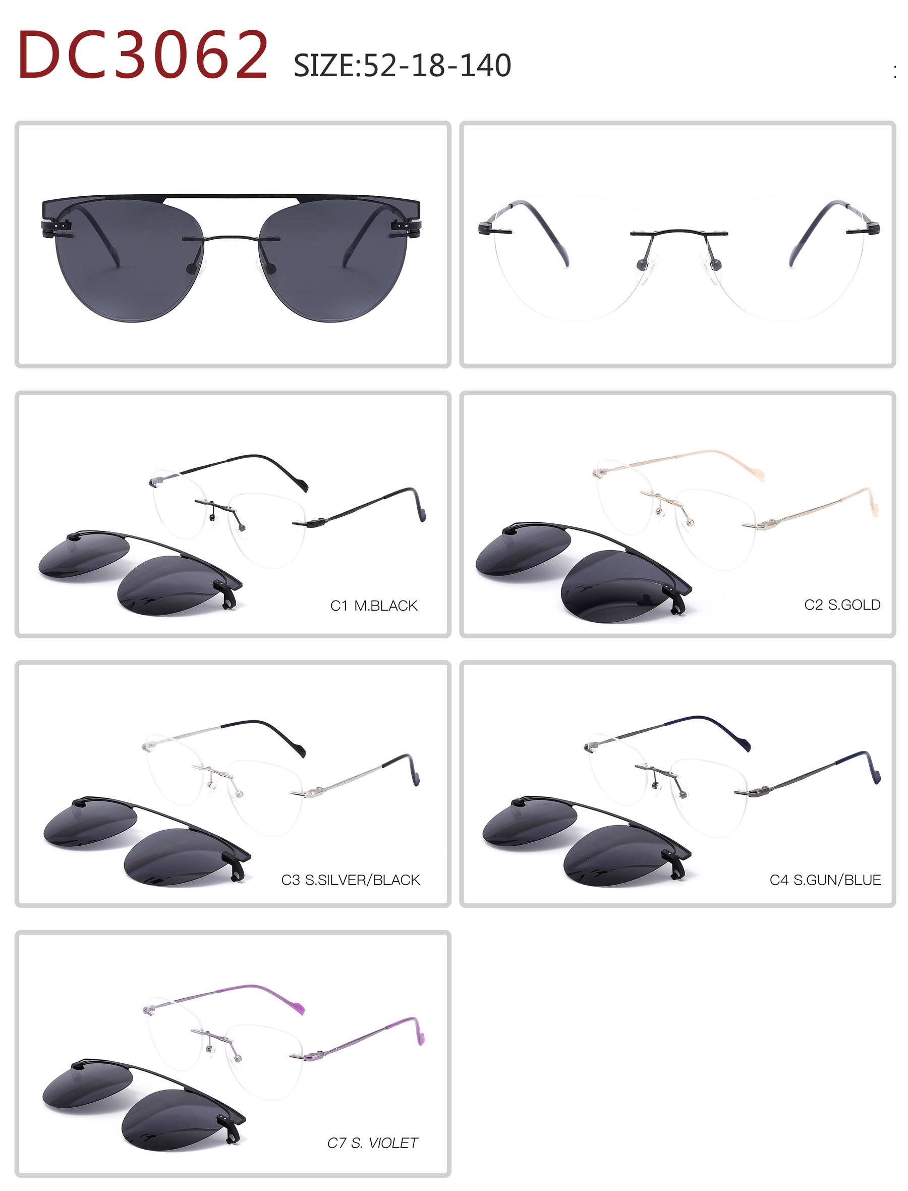 DC3062  Rimless stainle